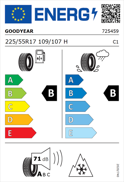 Tyre Label for Goodyear Vector 4Seasons Cargo 225/55R17 109/107H