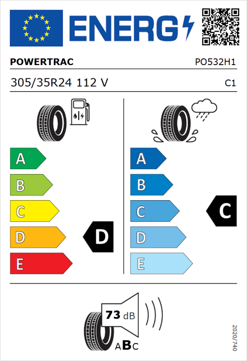 Tyre Label for Powertrac City Racing 305/35R24 112V